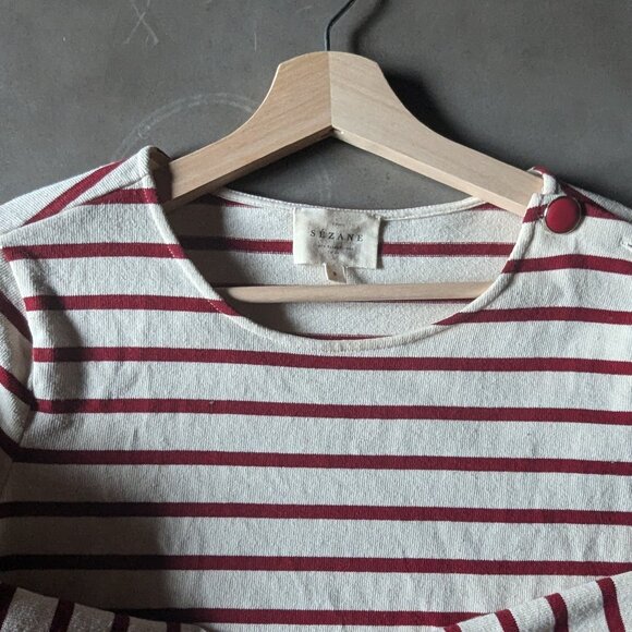 Sezane Red and White Striped Long Sleeve Tee - Picture 8 of 16